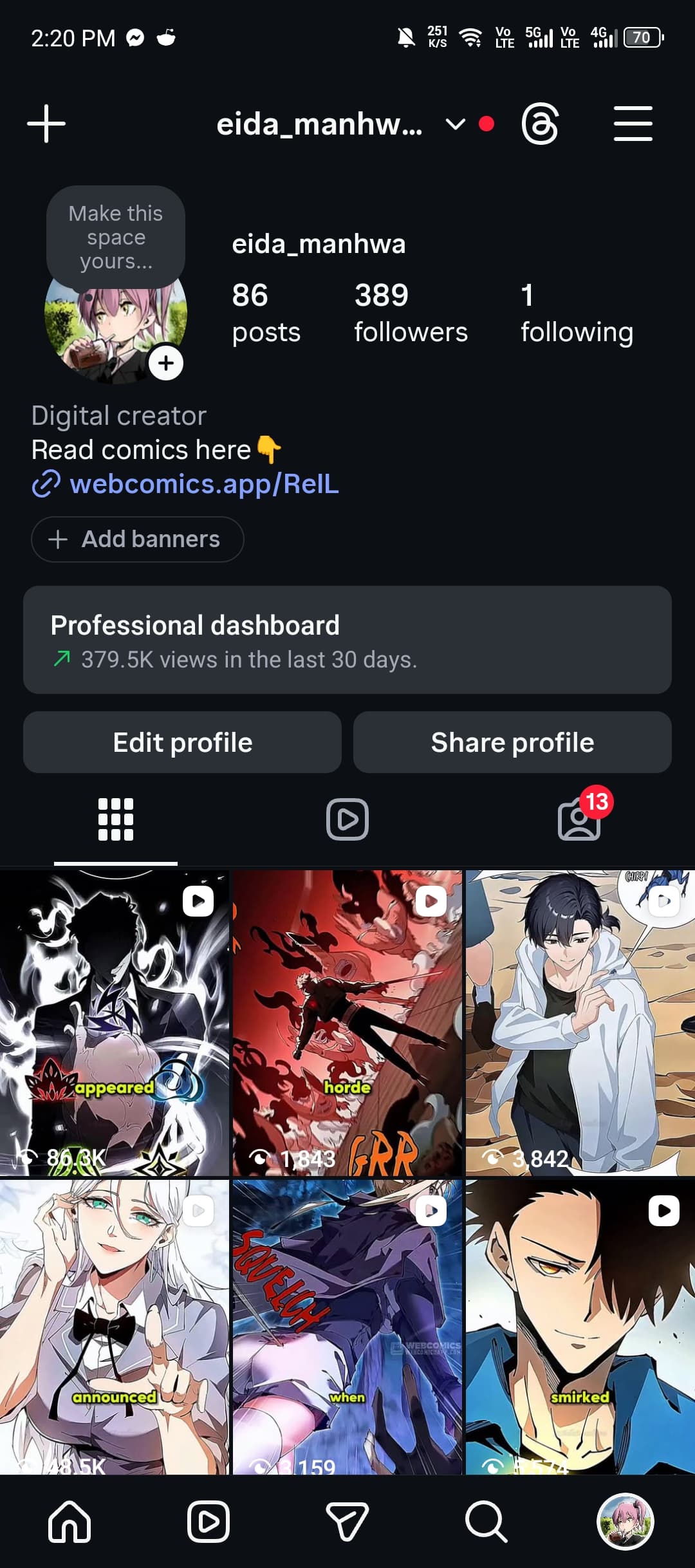 Second Instagram account screenshot showing audience proof.