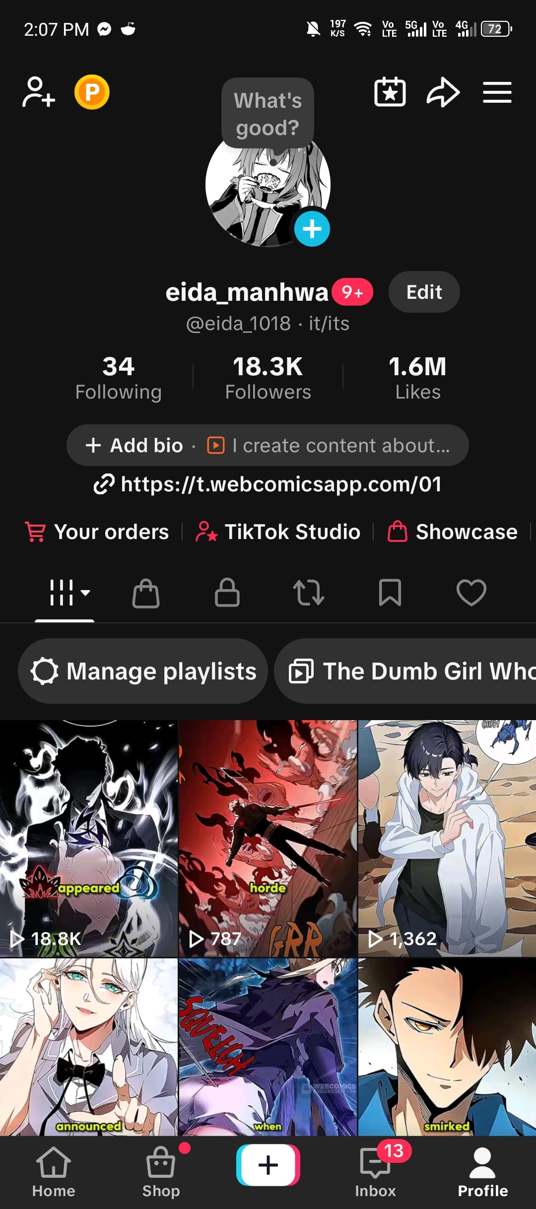 TikTok account screenshot showing audience proof.