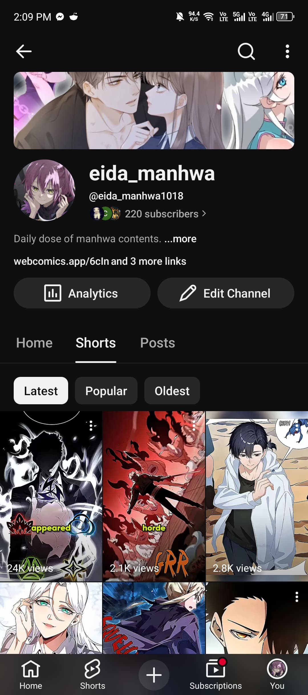 Second YouTube account screenshot showing audience proof.